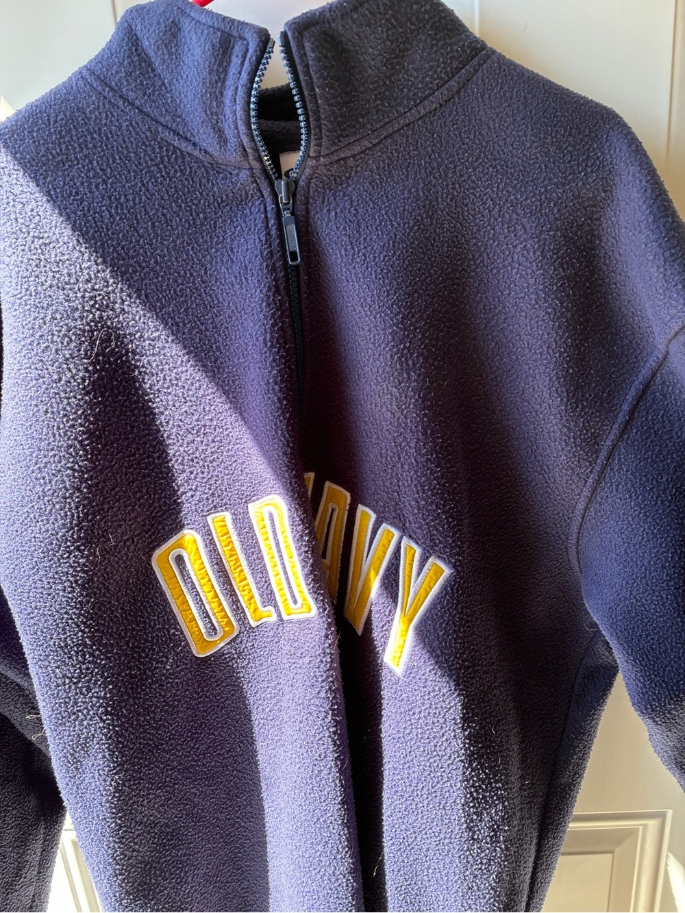 Old Navy Navy Half-Zip Fleece Jacket with Yellow Chest Letters